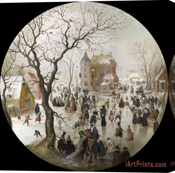 Hendrick Avercamp A Winter Scene with Skaters Near a Castle Stretched Canvas Painting / Canvas Art