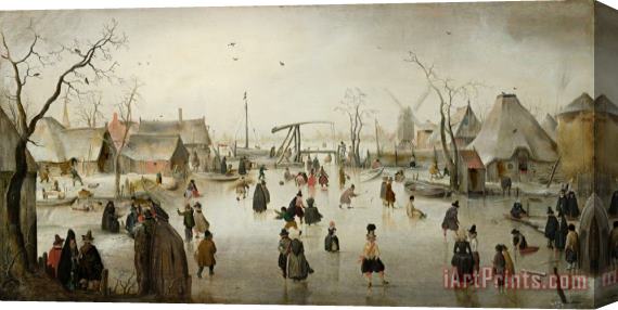 Hendrick Avercamp Ice Skating in a Village Stretched Canvas Print / Canvas Art