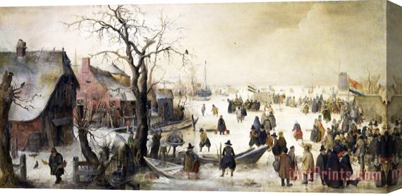 Hendrick Avercamp Winter Scene on a Canal Stretched Canvas Print / Canvas Art