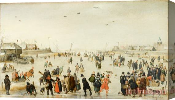 Hendrick Avercamp Winter Scene on a Frozen Canal Stretched Canvas Painting / Canvas Art