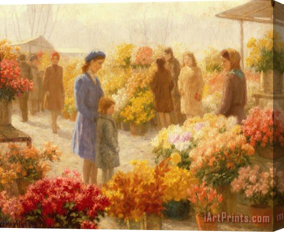 Hendrik Heyligers  Flower Market Stretched Canvas Painting / Canvas Art