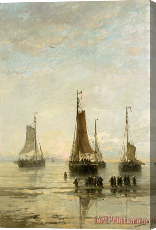Hendrik Willem Mesdag Bluff Bowed Scheveningen Boats at Anchor Stretched Canvas Print / Canvas Art