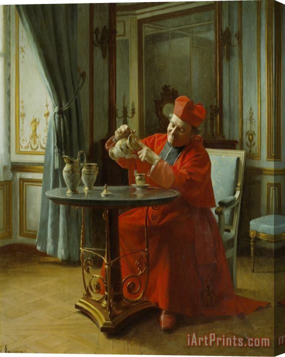Henri Adolphe Laissement A Devine Cup of Tea Stretched Canvas Print / Canvas Art