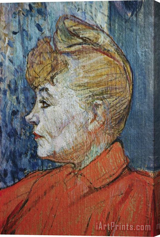 Henri de Toulouse-Lautrec Detail of Woman in Red Stretched Canvas Painting / Canvas Art