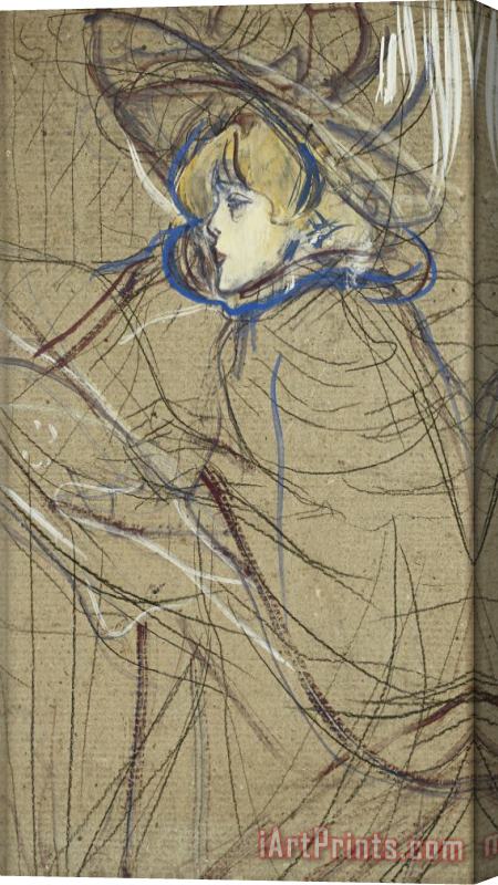 Henri de Toulouse-Lautrec Profile of Woman: Jane Avril Stretched Canvas Print / Canvas Art