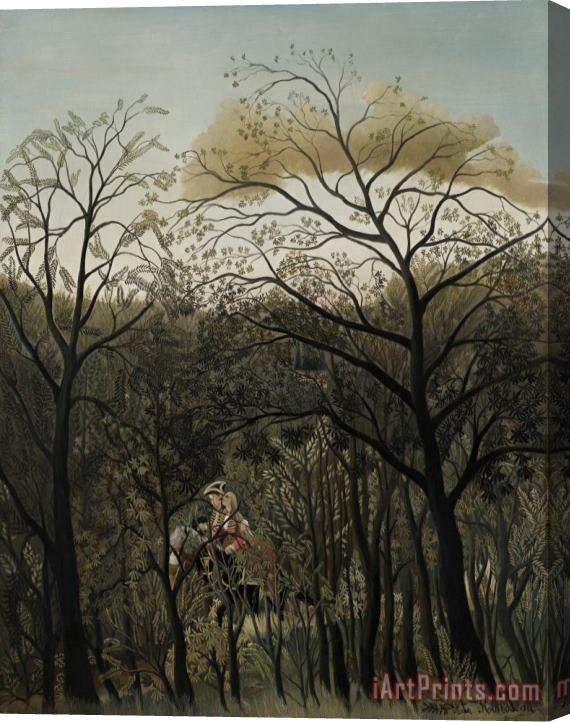 Henri J F Rousseau Rendezvous In The Forest Stretched Canvas Painting / Canvas Art