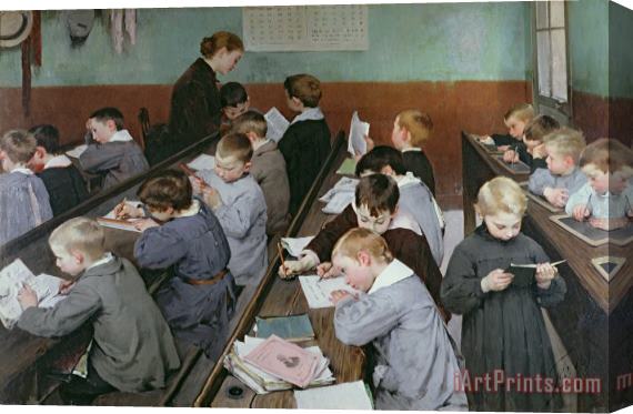 Henri Jules Jean Geoffroy The Children's Class Stretched Canvas Painting / Canvas Art