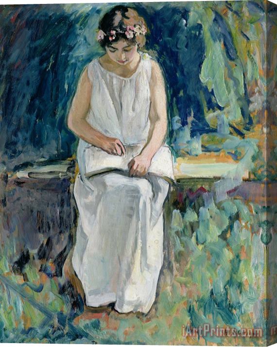 Henri Lebasque Girl Reading Stretched Canvas Print / Canvas Art