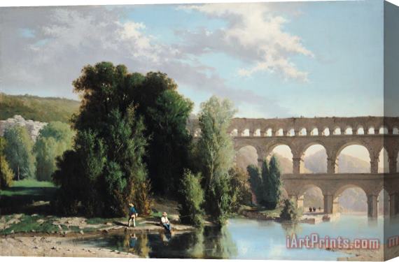 Henri Marie Poinsot View of the Pont du Gard Stretched Canvas Print / Canvas Art