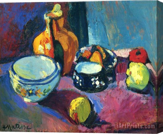 Henri Matisse Dishes And Fruit on a Red And Black Carpet 1901 Stretched Canvas Print / Canvas Art