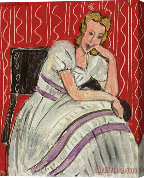 Henri Matisse Jeune Femme Assise En Robe Grise Stretched Canvas Print / Canvas Art