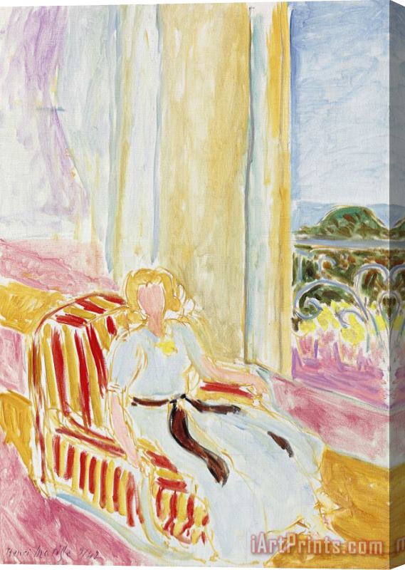 Henri Matisse Jeune Fille En Robe Blanche, Assise Pres De La Fenetre Stretched Canvas Painting / Canvas Art