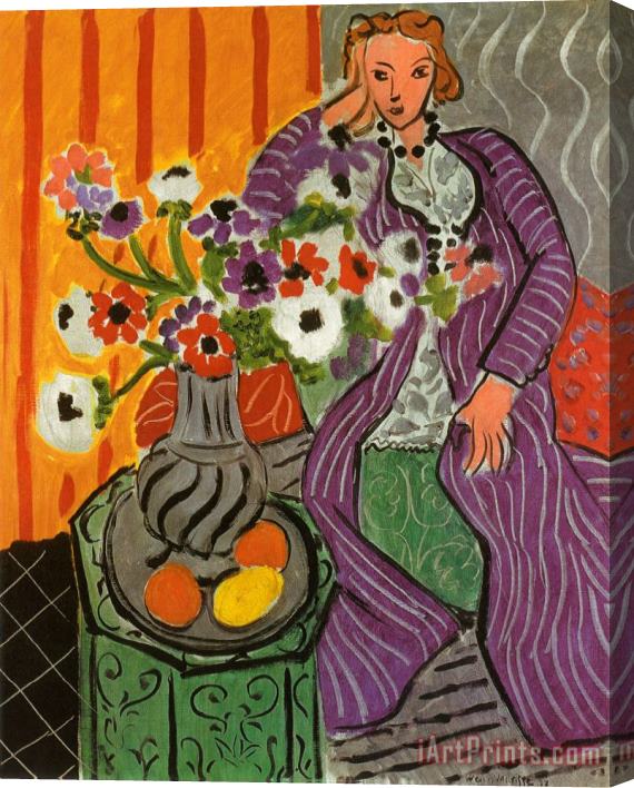 Henri Matisse Purple Robe And Anemones 1937 Stretched Canvas Print / Canvas Art