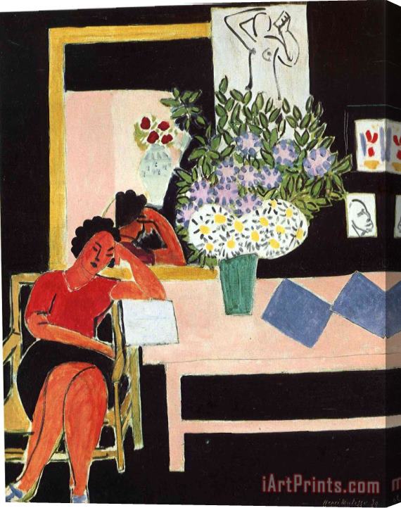 Henri Matisse Reader on a Black Background 1939 Stretched Canvas Print / Canvas Art