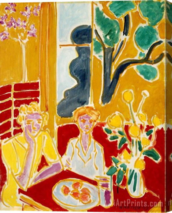 Henri Matisse Wo Girls in a Yellow And Red Interior 1947 Stretched Canvas Painting / Canvas Art