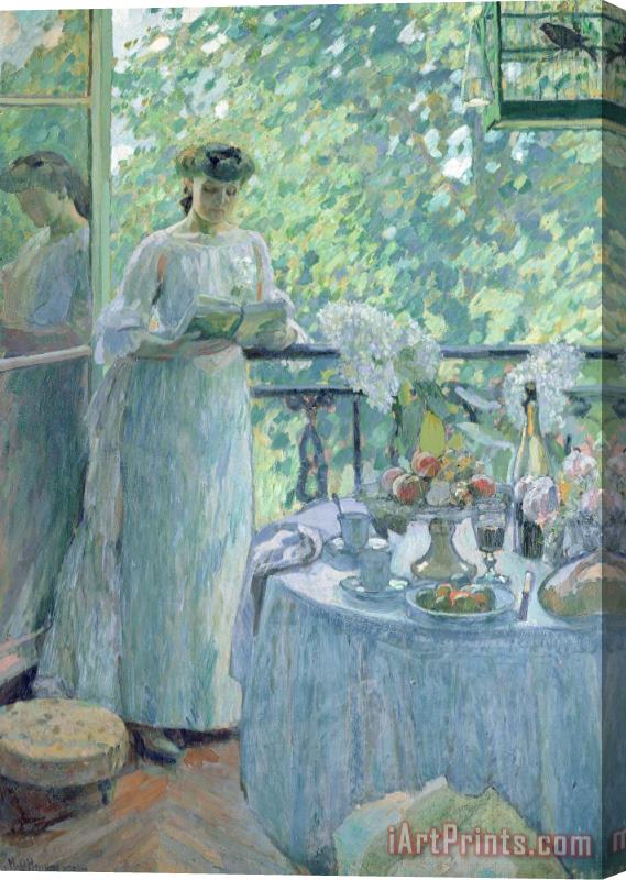 Henri Ottmann Woman On A Balcony Stretched Canvas Painting / Canvas Art