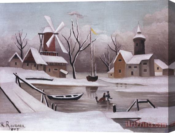 Henri Rousseau Ice Skaters on a Frozen Pond Stretched Canvas Painting / Canvas Art