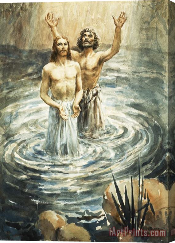 Henry Coller Christ being baptised Stretched Canvas Print / Canvas Art