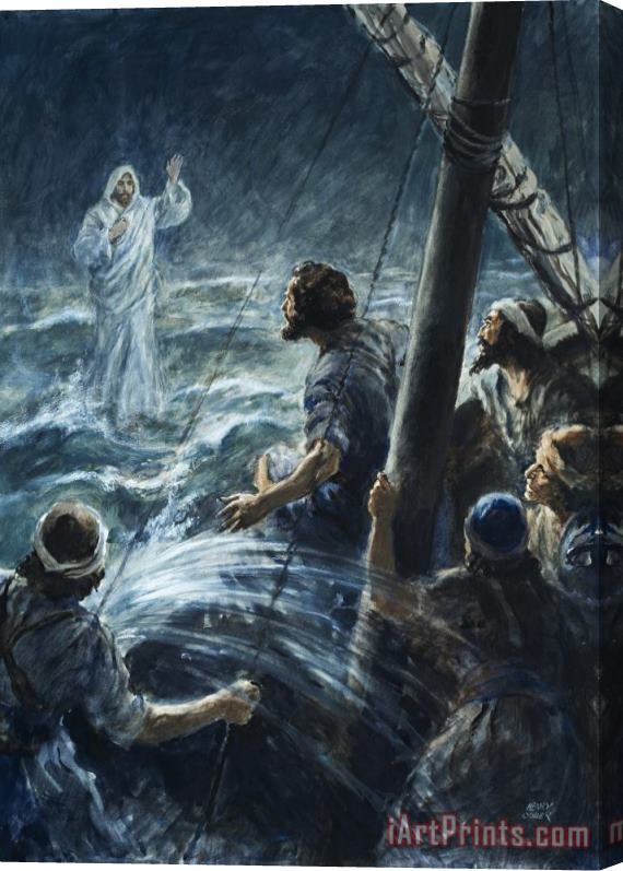 Henry Coller Christ walking on the sea of Galilee Stretched Canvas Painting / Canvas Art