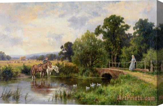 Henry Hillier Parker Watering The Horses Stretched Canvas Print / Canvas Art
