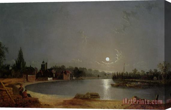 Henry Pether The Thames at Moonlight, Twickenham Stretched Canvas Print / Canvas Art