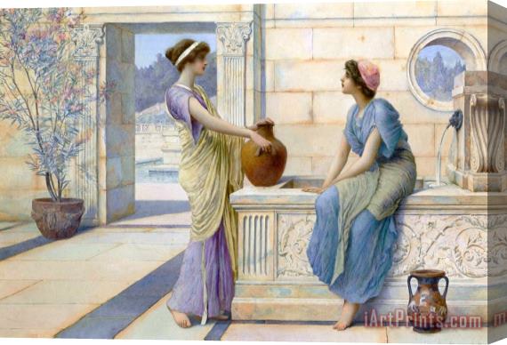 Henry Ryland Two Women of Ancient Greece Filling Their Water Jugs at a Fountain (women of Corinth) Stretched Canvas Print / Canvas Art