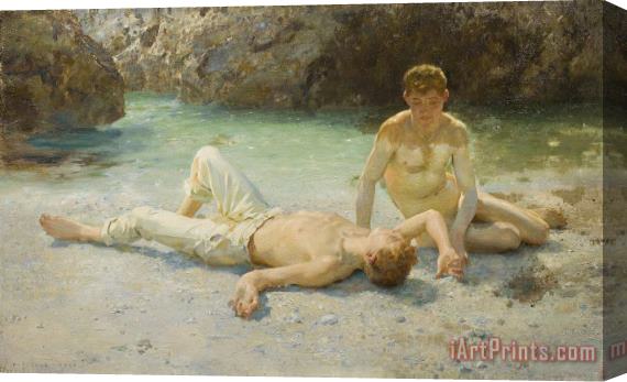 Henry Scott Tuke Noonday Heat Stretched Canvas Painting / Canvas Art