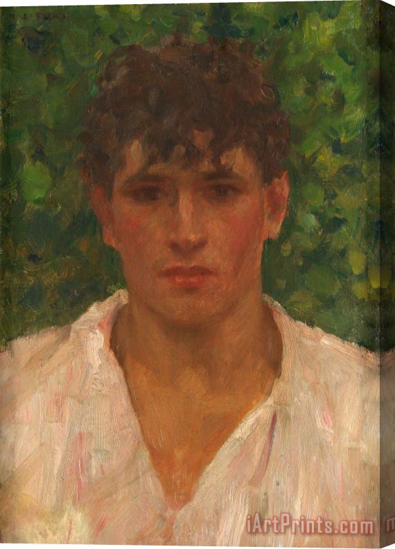 Henry Scott Tuke Portrait of a Young Man with Open Collar Stretched Canvas Print / Canvas Art