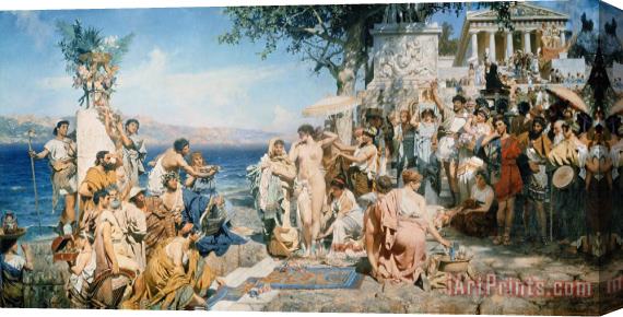 Henryk Siemieradzki Phryne at the Festival of Poseidon in Eleusin Stretched Canvas Painting / Canvas Art