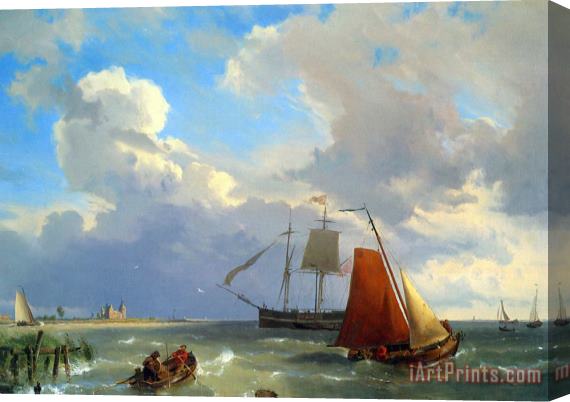 Hermanus Koekkoek Snr Shipping in a Choppy Estuary Stretched Canvas Print / Canvas Art