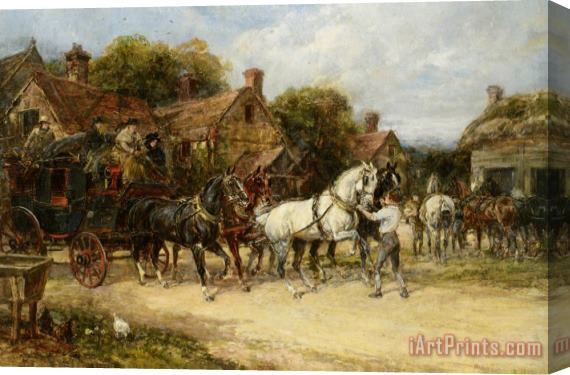 Heywood Hardy Changing Horses Stretched Canvas Print / Canvas Art