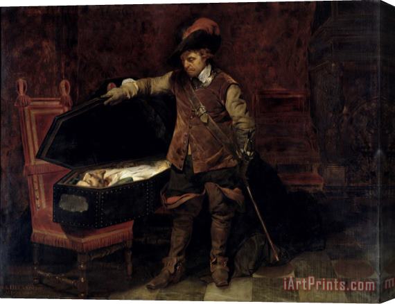Hippolyte Delaroche Oliver Cromwell Opening the Coffin of Charles I Stretched Canvas Painting / Canvas Art
