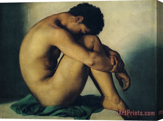 Hippolyte Flandrin Study of a Nude Young Man Stretched Canvas Painting / Canvas Art