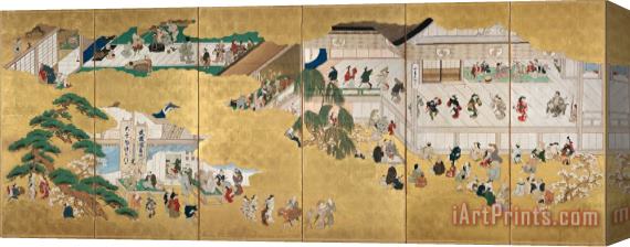 Hishikawa Moronobu Scenes From The Nakamura Kabuki Theater Stretched Canvas Print / Canvas Art
