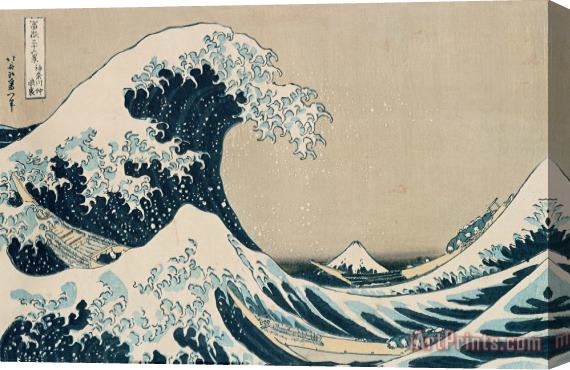 Hokusai The Great Wave of Kanagawa Stretched Canvas Painting / Canvas Art