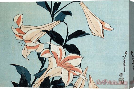 Hokusai Trumpet Lilies Stretched Canvas Painting / Canvas Art