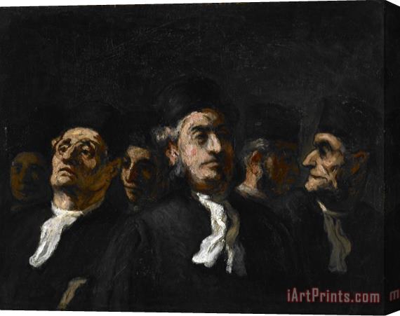 Honore Daumier A Meeting of Lawyers Stretched Canvas Painting / Canvas Art