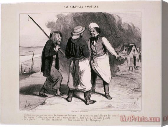 Honore Daumier Les Canotiers Parisiens Tiens! Moi Qui Croyais Que Nous Venions De Decouvrir… Stretched Canvas Print / Canvas Art