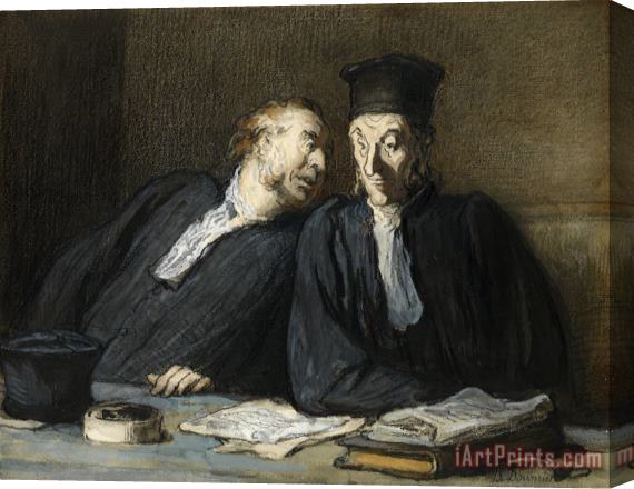 Honore Daumier Two Lawyers Conversing Stretched Canvas Print / Canvas Art