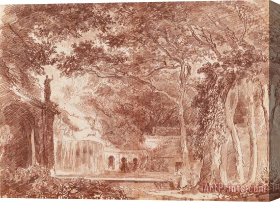 Hubert Robert The Oval Fountain in The Gardens of The Villa D'este, Tivoli Stretched Canvas Painting / Canvas Art
