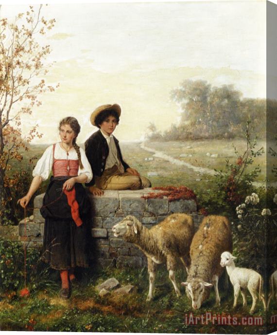 Hubert Salentin The Young Sheep Tenders Stretched Canvas Print / Canvas Art