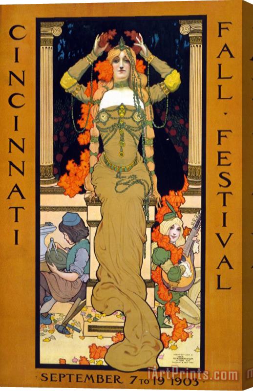 Hugo Grenville Cincinnati Fall Festival September 7 To 19 1903 Poster For The Festival Showing A Woman Seated Stretched Canvas Print / Canvas Art