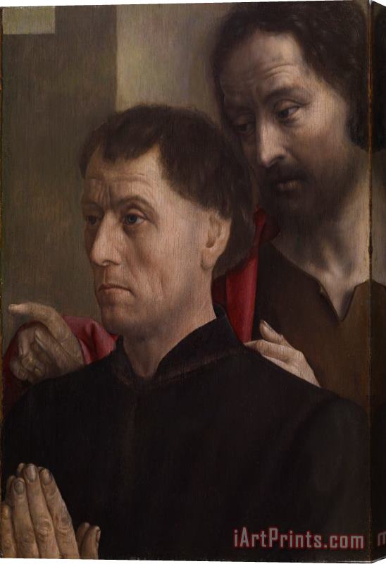 Hugo van der Goes Portrait of a Man at Prayer with Saint John The Baptist Stretched Canvas Print / Canvas Art