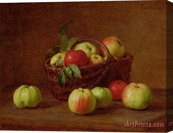 Ignace Henri Jean Fantin-Latour Apples in a Basket and on a Table Stretched Canvas Print / Canvas Art