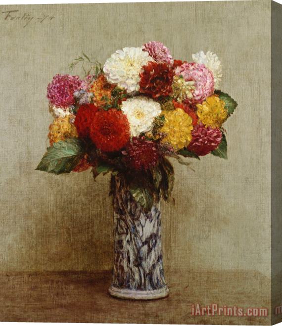 Ignace Henri Jean Fantin-Latour Dahlias in a Chinese Vase Stretched Canvas Painting / Canvas Art