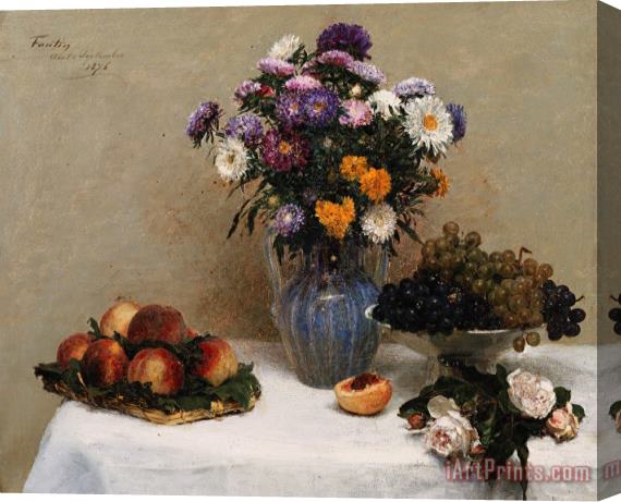 Ignace Henri Jean Fantin-Latour White Roses And Chrysanthemums Stretched Canvas Print / Canvas Art