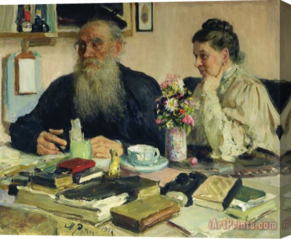 Ilya Efimovich Repin Leo Tolstoy With His Wife In Yasnaya Polyana Stretched Canvas Painting / Canvas Art