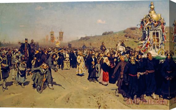 Ilya Repin Religious Procession in Kursk Province Stretched Canvas Print / Canvas Art