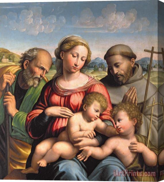 Innocenzo da Imola Holy Family With The Infant St. John The Baptist And St. Francis Stretched Canvas Painting / Canvas Art