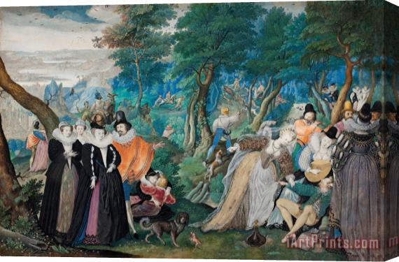 Isaac Oliver A Party in The Open Air. Allegory on Conjugal Love Stretched Canvas Painting / Canvas Art